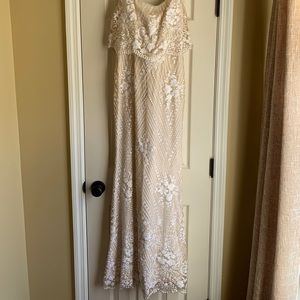 Adrianna Papell Arden Dress, Almond/Ivory, Sz 2